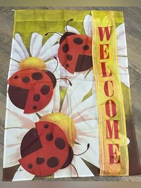 Clearance ~Ladybug Welcome Garden Flag GUC